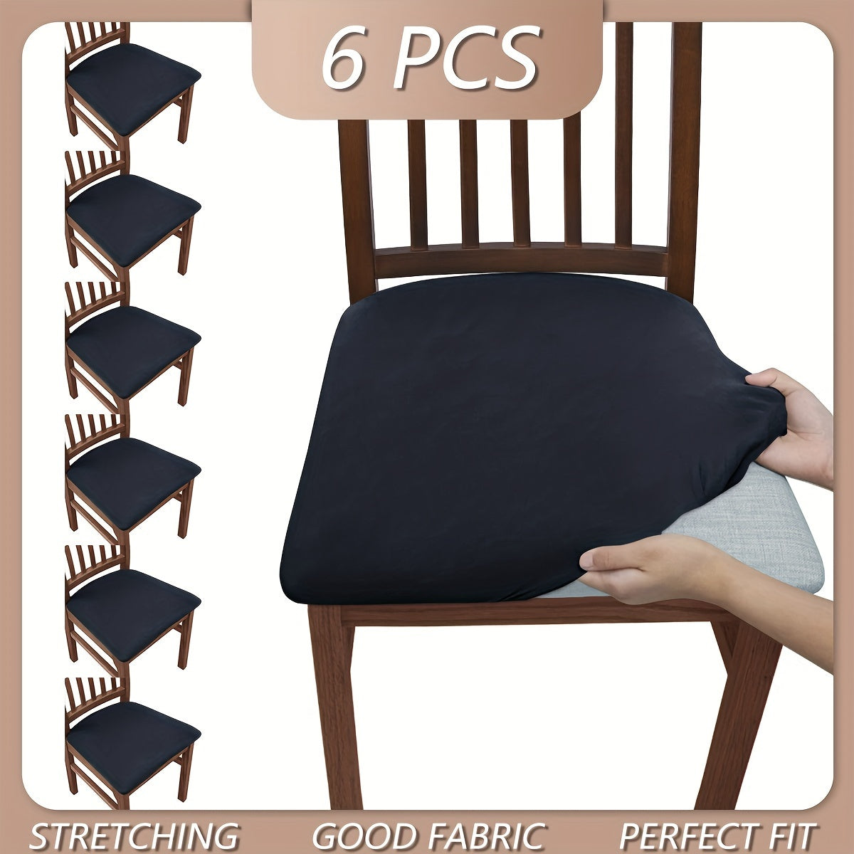 Soft & stretchy chair covers in a set of 4 or 6 pieces. Available in solid color, these covers are dustproof and stain resistant, making them ideal for dining and office chairs. Made from comfortable polyester fabric.