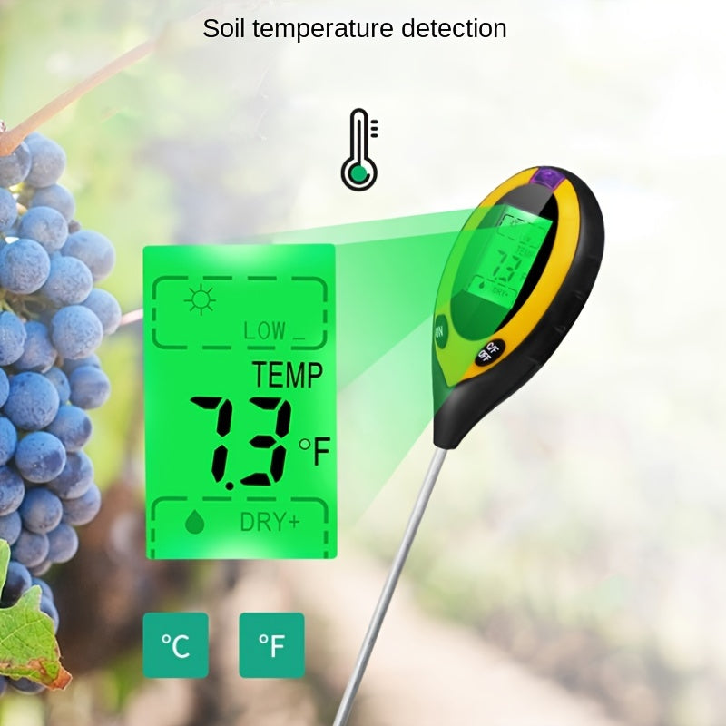 Soil Tester measures moisture, temperature, fertility, and pH levels accurately.