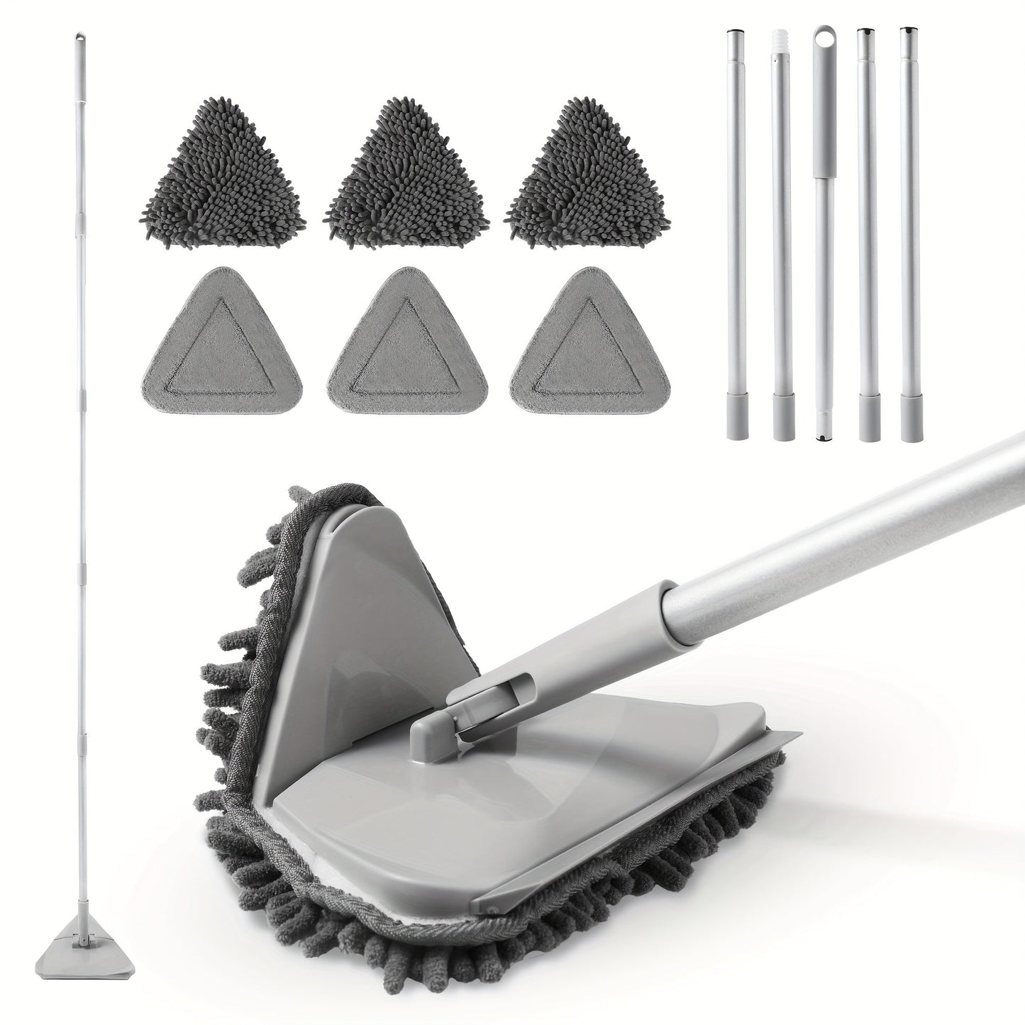 This versatile cleaning tool is a must-have for your home. The 80-inch extendable metal mop comes with 6 microfiber pads, perfect for wet and dry use. Clean your living room, bedroom, outdoor spaces, bathroom, kitchen floors, walls, ceilings, and