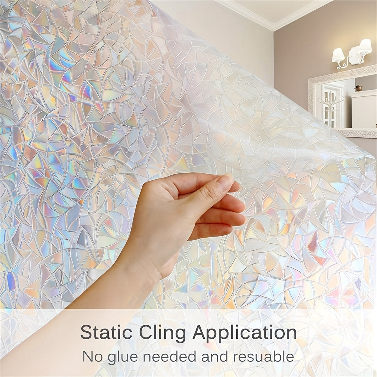 Decorate Your Living Room with 1 Roll of Crescent Electrostatic Glueless Glass Stickers for a Unique and Artistic Touch. Add a Decorative Element to Your Home with Electrostatic Adsorption Glass Window Film.