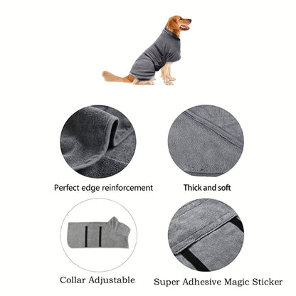 Dog bathrobe towel with magic sticker for small, medium, and large dogs and cats, quick-drying and super absorbent to prevent hair loss.