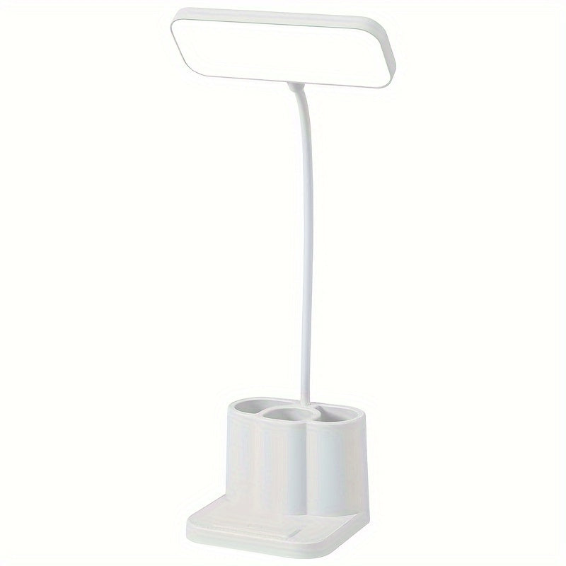 Adjustable LED desk lamp with touch control, eye-care technology, rechargeable battery, ideal for bedroom or study.