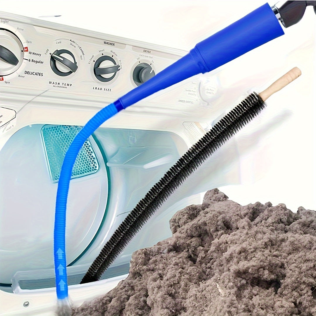 Dryer Vent Cleaning Kit Includes 2-Piece Set: Lint Vacuum Attachment, Flexible Brush, and Vent Hose