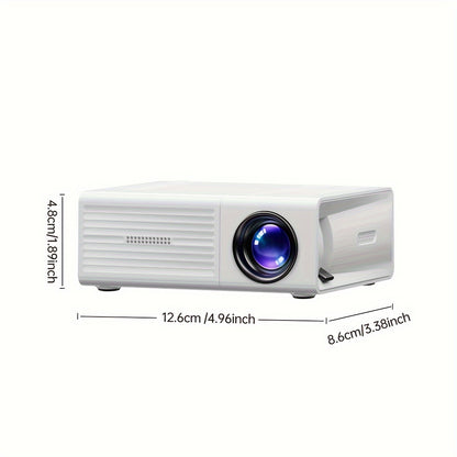 Mini home theater projector, 1080P resolution, LCD display, remote control, 3D-ready, 4:3 aspect ratio, compatible with USB/AV/iOS/Android, European plug, travel accessories included, no