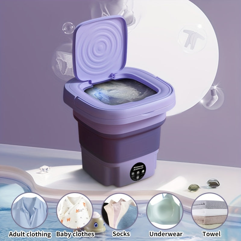 MOMMED Portable Foldable Mini Washing Machine: Fully automatic with touch controls. Ideal for home, travel, laundry, camping, RVs. No battery required.