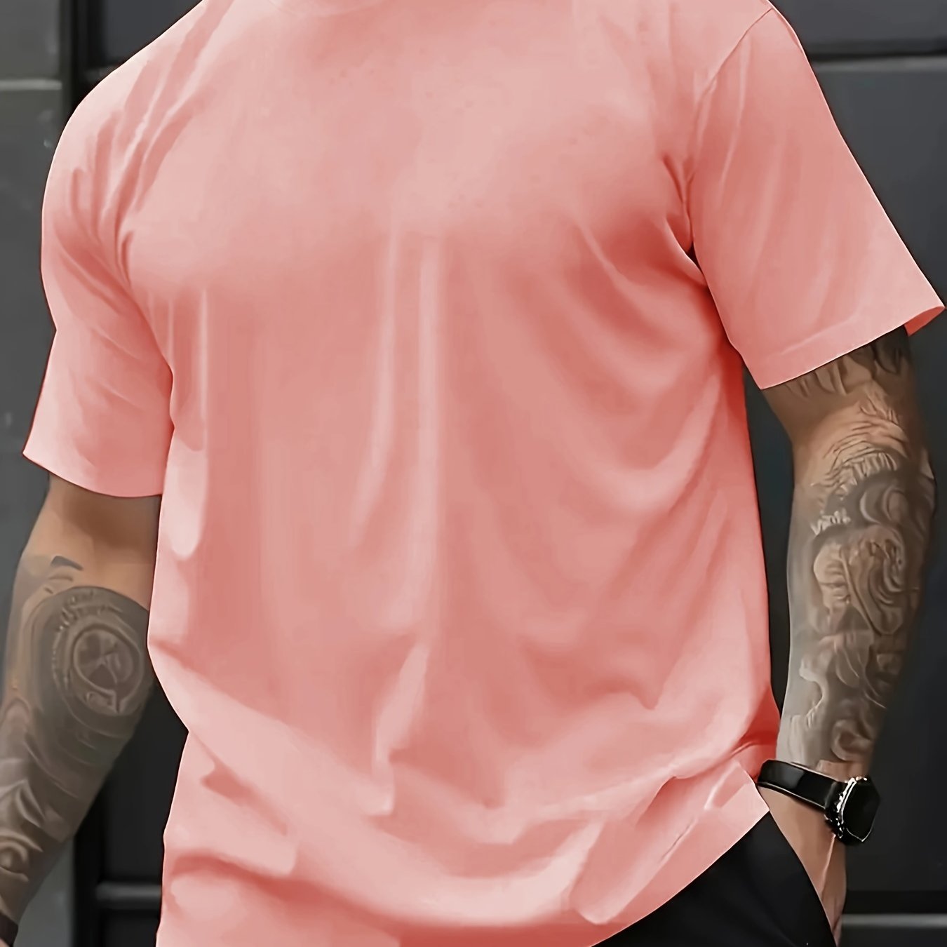 Men's casual t-shirt, large size, made of soft and breathable polyester; machine washable.