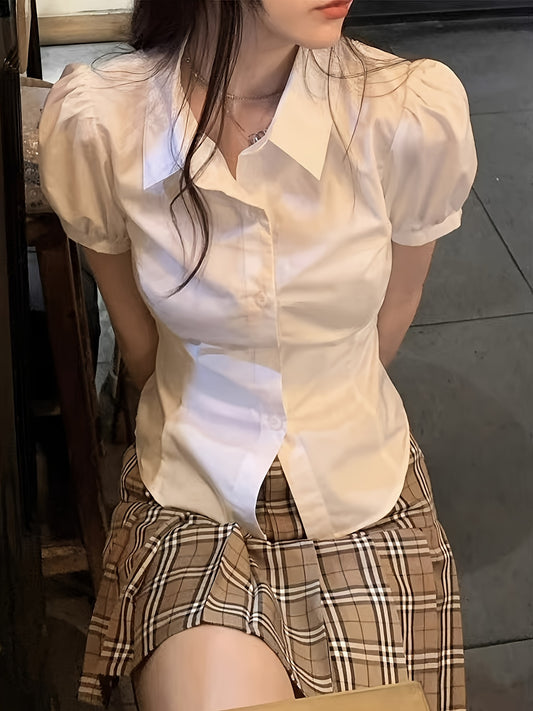 Stylish white blouse with tie-waist detail for women - perfect for casual wear.