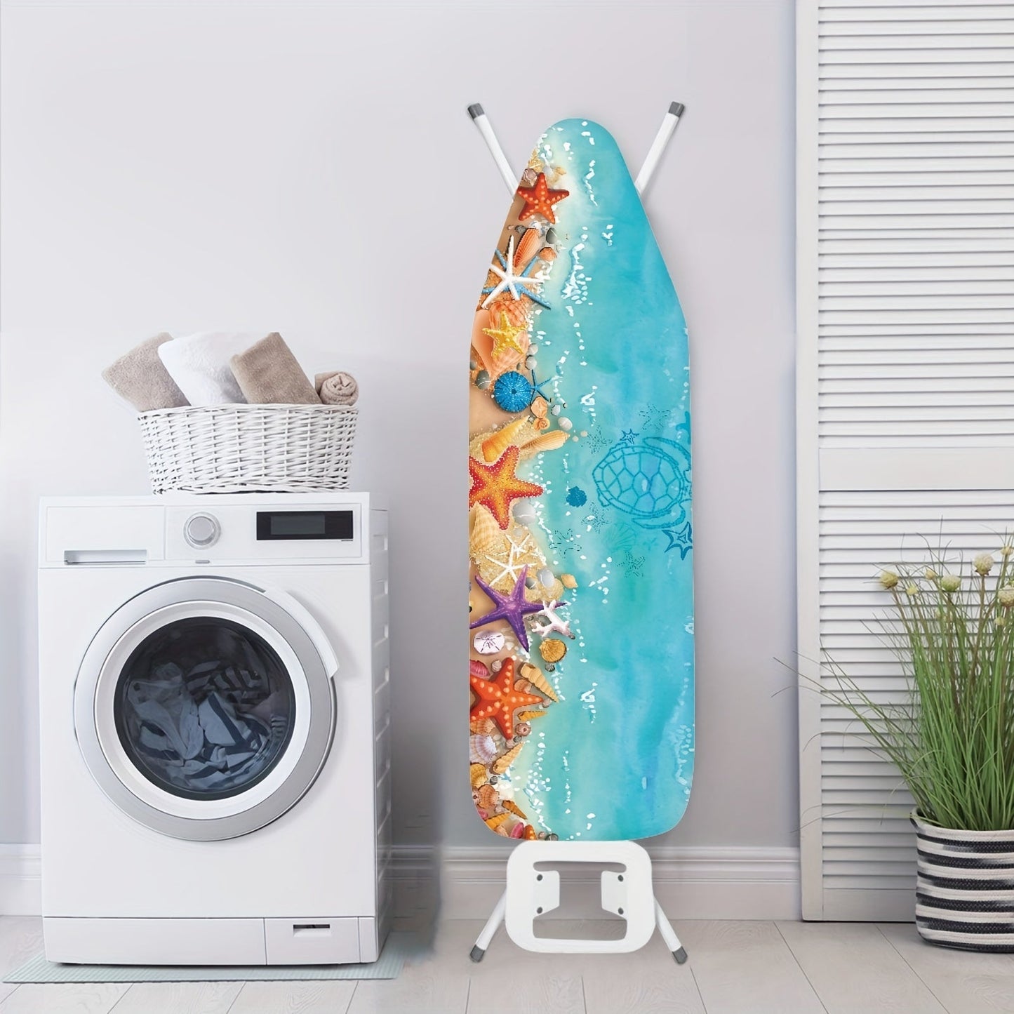 Ocean Sea Style Beach Starfish Pattern Ironing Board Cover, 1 Piece, High-Temperature and Scorch Resistant, Dustproof Clear Cover, Suitable for Laundry, Toggery Clothing Store, and Home Supplies, Iron Pad Covers Included