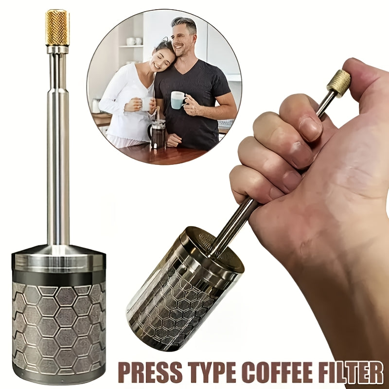 Stainless Steel Manual Coffee Dripper: Grounds Filter Press, Portable and User-Friendly – Perfect Gift for Coffee Enthusiasts