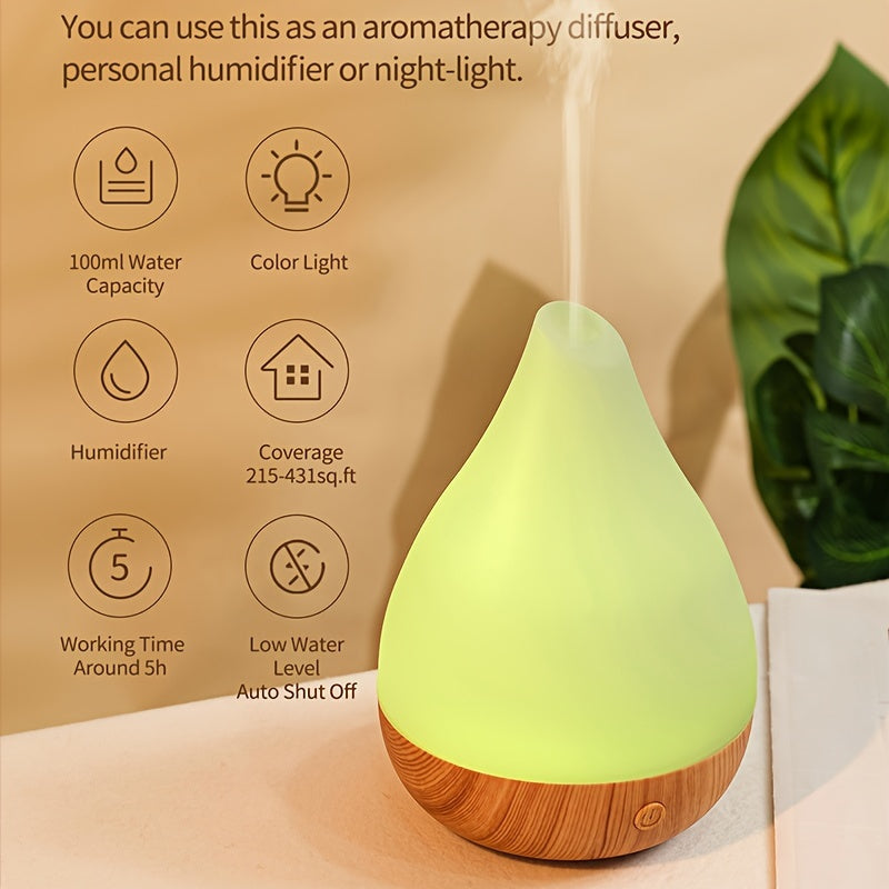 Wood print humidifier with aromatherapy diffuser for a relaxing atmosphere, ideal for home decor, office, and travel gifts.