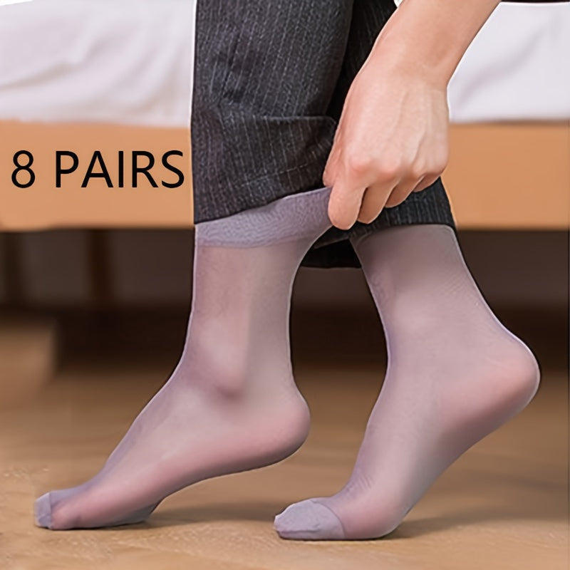 Set of 8 odor-resistant and wear-resistant men's steel stockings for summer, featuring breathable mid-tube design suitable for business attire.