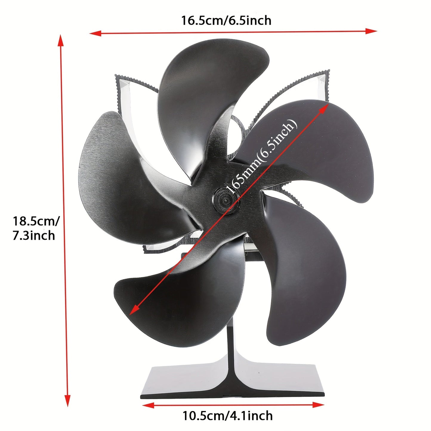 Enhance Heat Distribution for Wood, Gas, or Log Burning Stoves with 5 Standing Fan Blades - Electricity-Free Solution