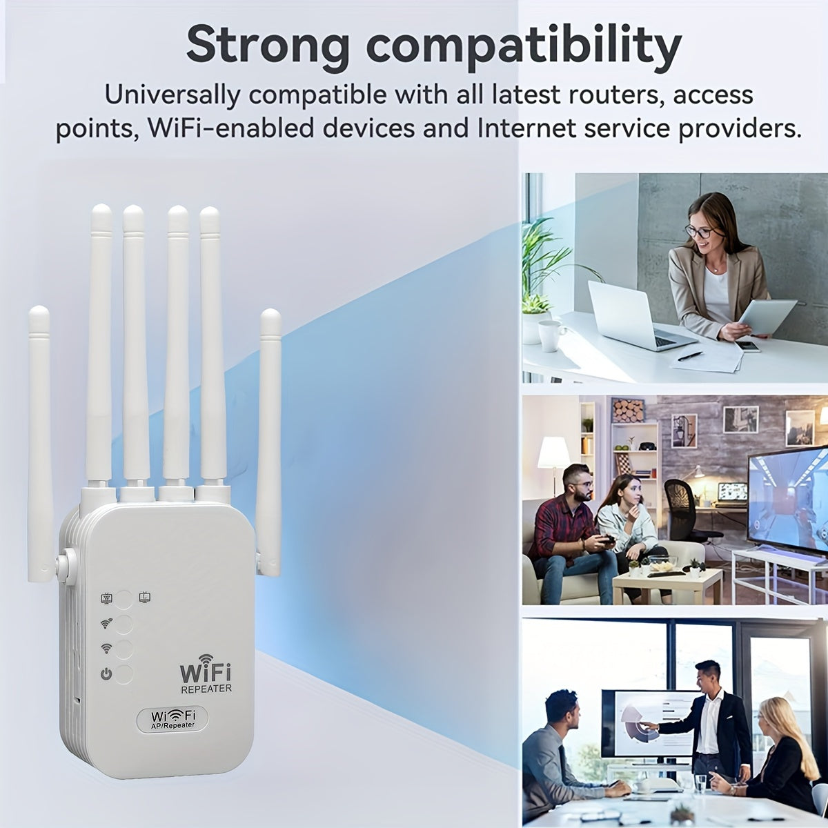 OEKE-Extreme 1200Mbps WiFi6 Extender with Six Antennas, ideal for large homes and multi-storey villas. Can be used as an AP or Router.