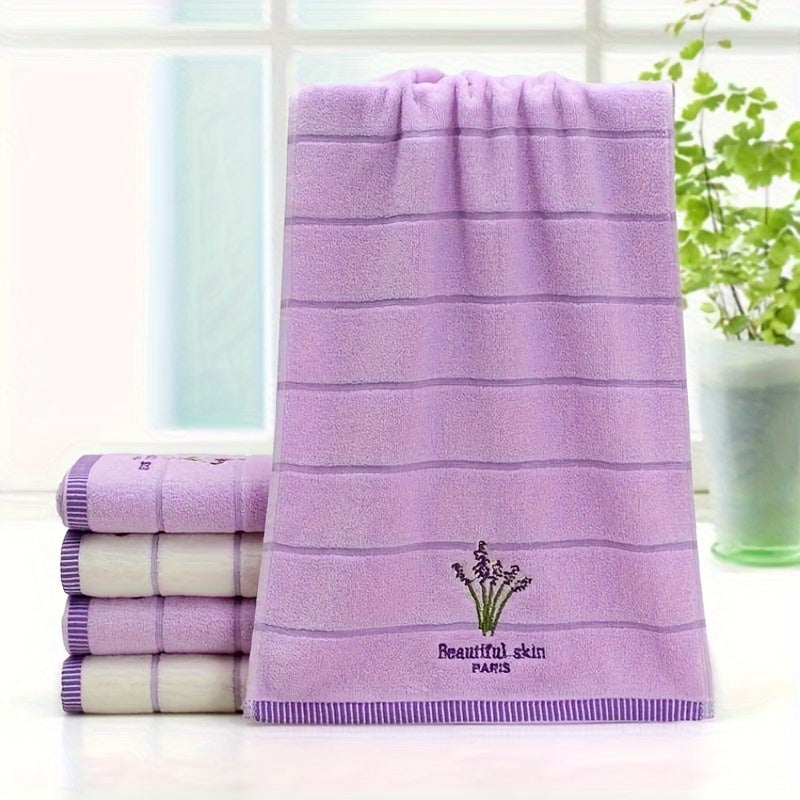 1pc Lavender embroidered cotton aromatherapy hand/face towel, size 30cm*70cm/11.8in*27.5in.