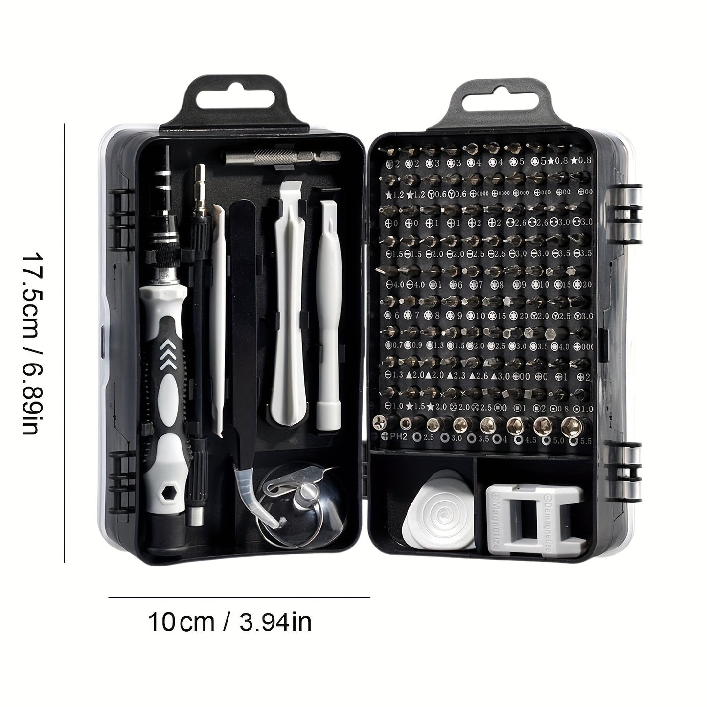 115-in-1 Precision Screwdriver Set with magnetic tools for repairing small electronics like mobile phones, computers, watches, laptops, Macbooks, and glasses.