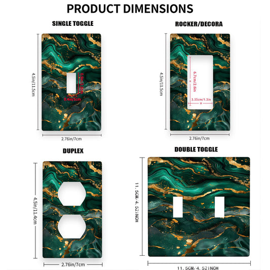 Крышка переключателя с изумрудным и золотым мрамором для легкой установки, не требует батареек, идеально подходит для ванной, спальни, гостиной.