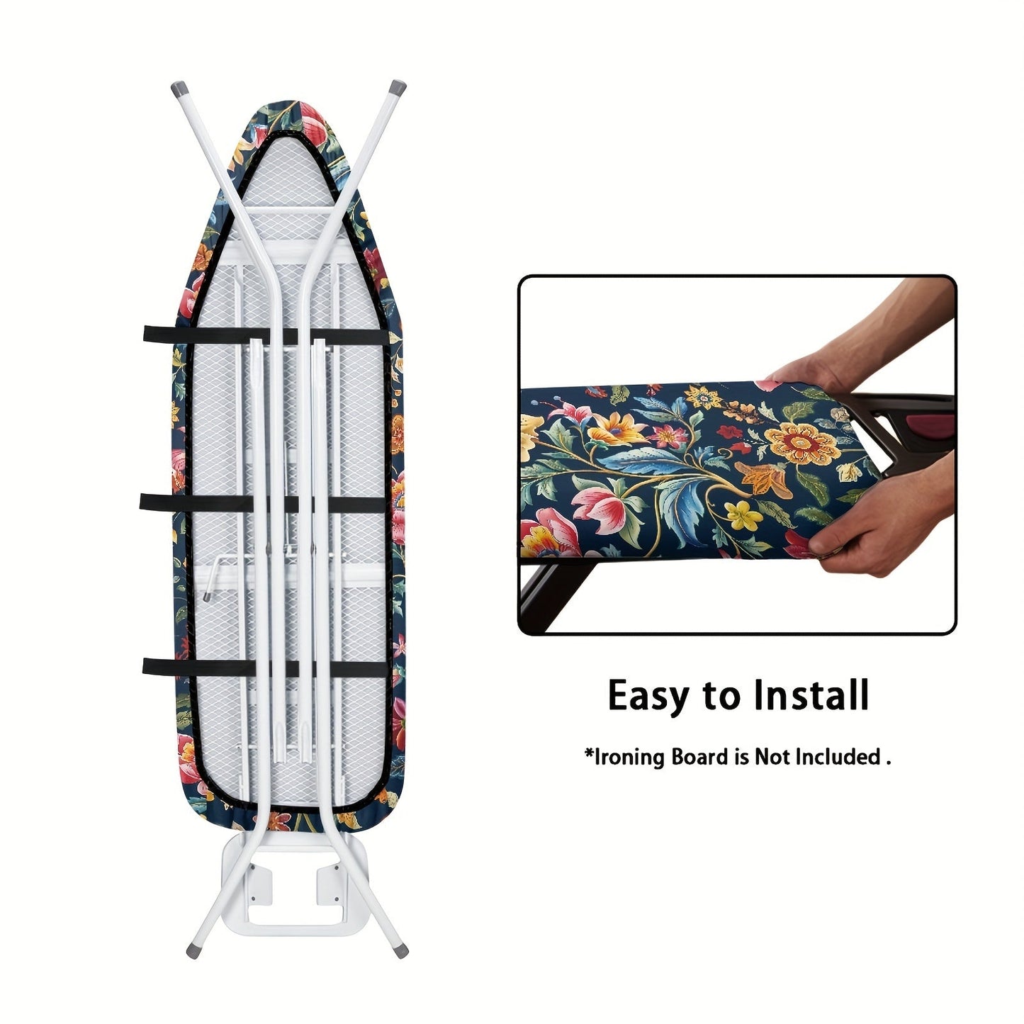 Retro Floral Ironing Board Cover with Stretchable Edge, Single Piece - Dust-Resistant Replacement Item for Household Ironing