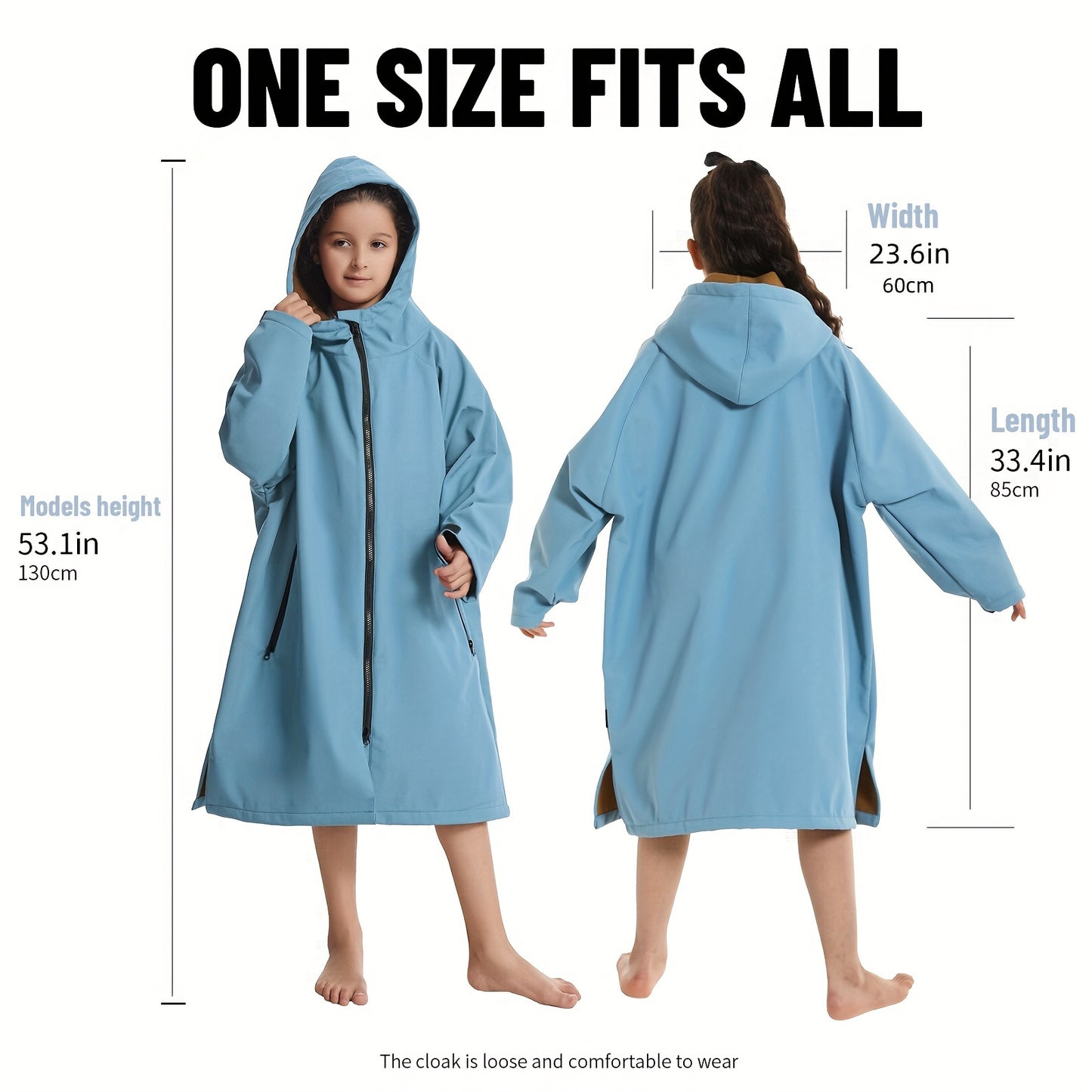 Contemporary Waterproof Changing Robe with Fleece Lining, Hood, Space Theme, 240gsm, for Home and Outdoors, Windproof and Warm.