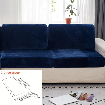 Golden Velvet Sofa Cover provides winter warmth and dustproof furniture protection. Easy to clean with elastic fabric, it offers full coverage and universal anti-slip design. Also serves as an anti-cat scratch back cover, cloth cushion cover suitable for