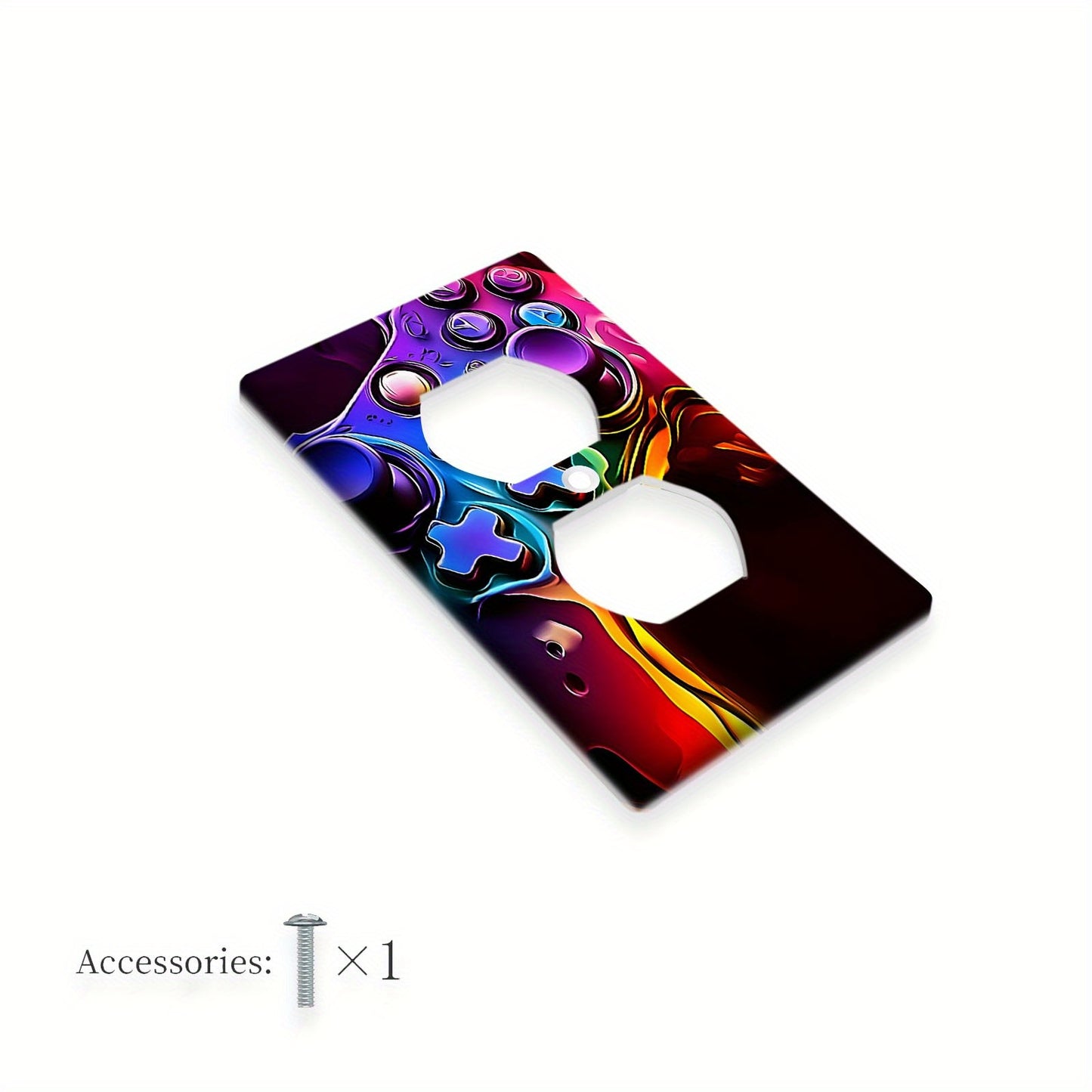 Game controller design light switch cover made of unbreakable polycarbonate. Heat and fade resistant, no battery required. Fits 1-gang/2-gang switches.