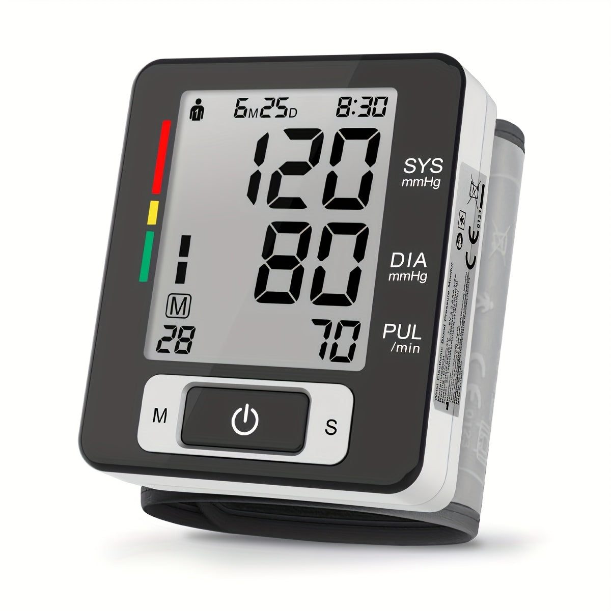 ALPHAMED U60CH Portable Digital Wrist Blood Pressure Monitor with Large LCD Display, Strap, PP Case, AAA Battery Operated, Sleek White Design, Adjustable Strap.