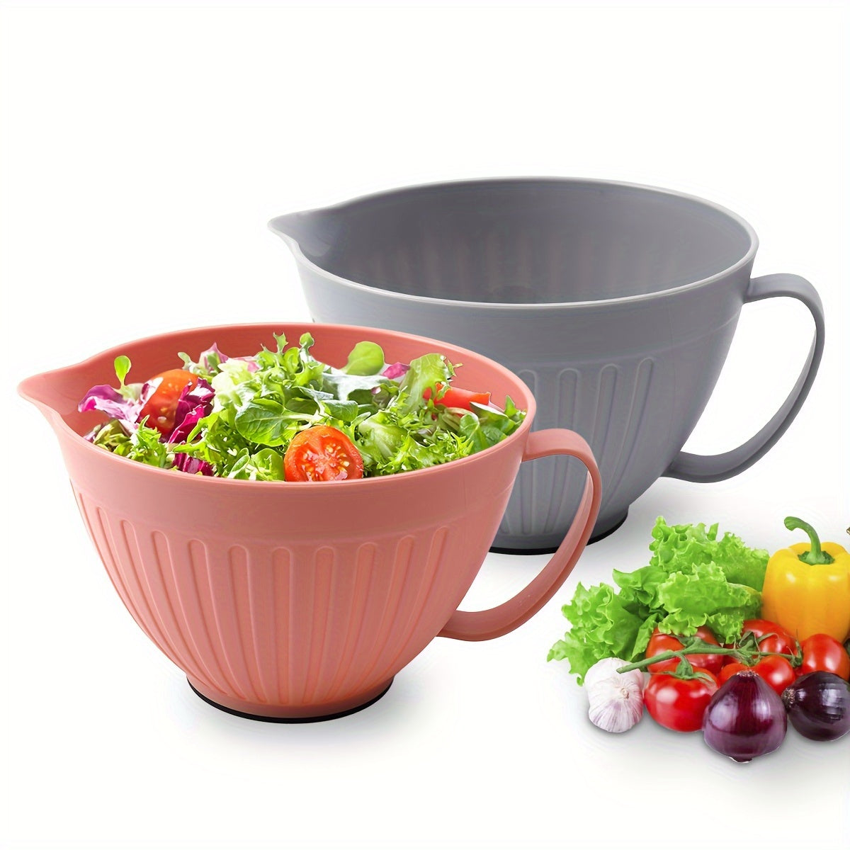 Large Capacity Nordic-Inspired PP Baking Bowl with Handle - Ideal for Mixing Salads, Storing Food, and Prepping - Strong and Long-lasting Kitchen Essential