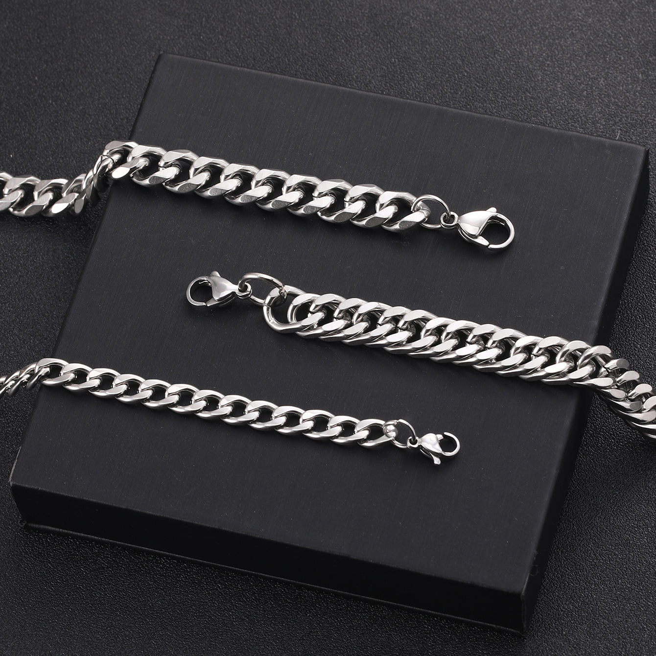 Three stainless steel chain bracelets for men