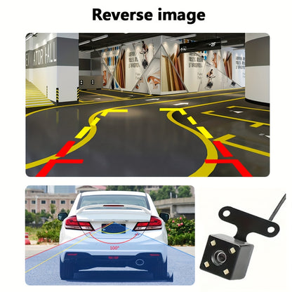 3-channel dashcam with front 1080P, inside 720P, and rear 720P recording capabilities, featuring a rear view DVR, 24-hour parking monitor, and car accessories.