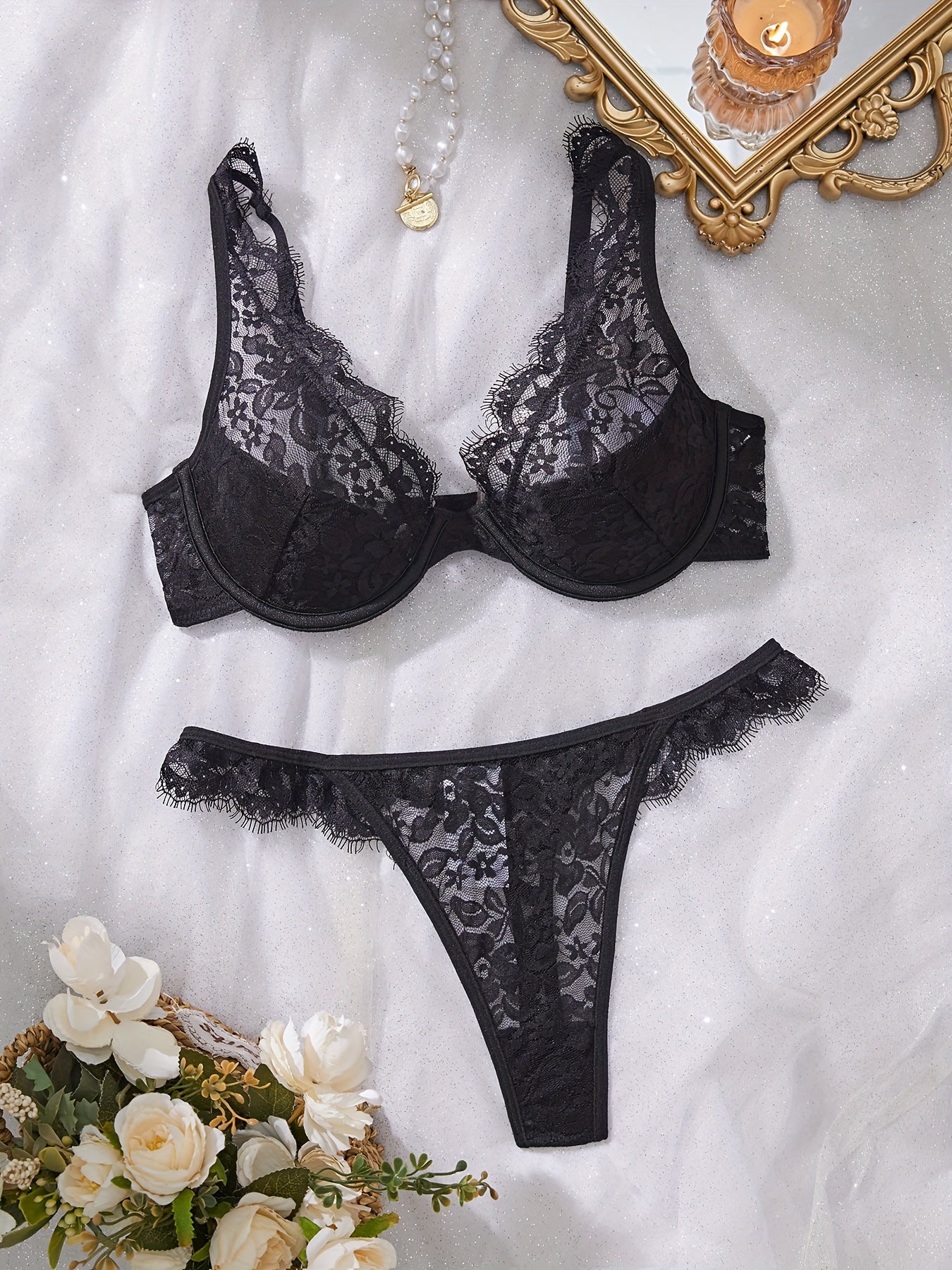 Sensual Lace Bra and Panty Set for Women