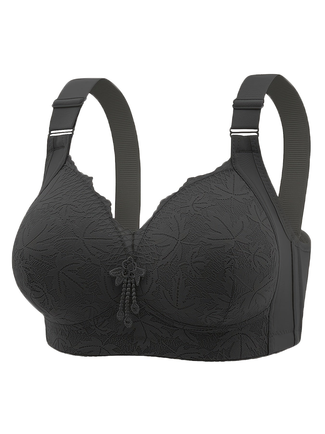 2 Elegant Lace Detail Wireless Bras for Women with Breathable Thin Cups and Glossy Finish, Non-Removable Pads of Nylon/Elastane.