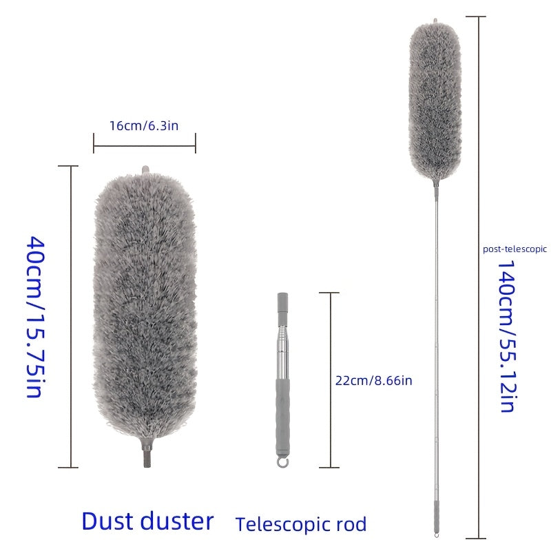 The FlexiClean Retractable Microfiber Duster is perfect for dusting in the living room, bedroom, and kitchen. Its adjustable and bendable head makes it easy to clean high ceilings and furniture without needing electricity.