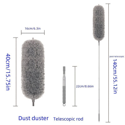 The FlexiClean Retractable Microfiber Duster is perfect for dusting in the living room, bedroom, and kitchen. Its adjustable and bendable head makes it easy to clean high ceilings and furniture without needing electricity.