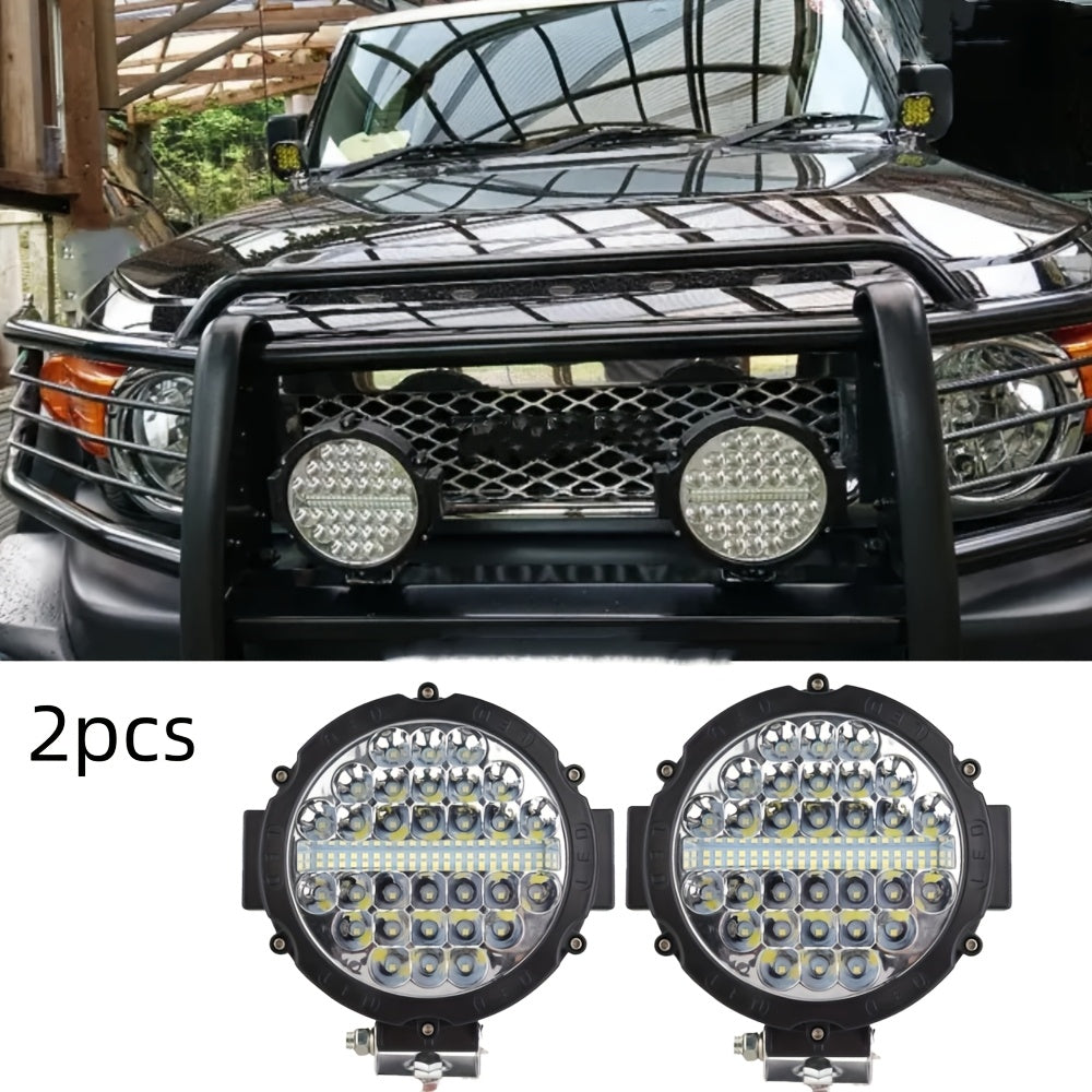 7-Inch Round LED Work Lights for Off-Road Vehicles - 12V-24V, Red & Black Housing, Bright White Light, Ideal for Trucks, Tractors, SUVs, ATVs, UTVs, Boats, Utility Vehicles | Bold Lighting