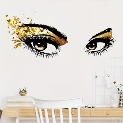 Stylish wall decal with black and gold glitter design, perfect for bedroom, study, or living room decor. Creative self-adhesive PVC sticker.