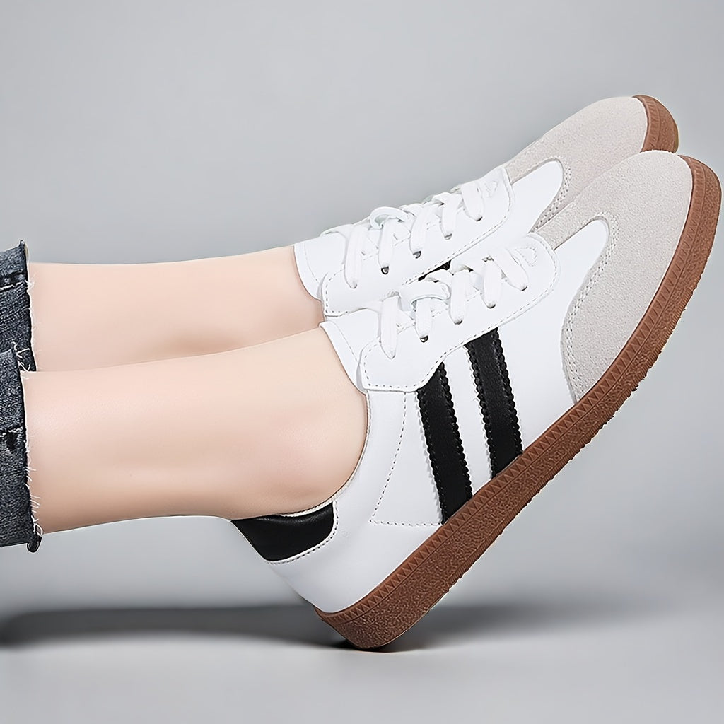 Women's colorblock sneakers with lace-up design, lightweight and comfortable for walking.