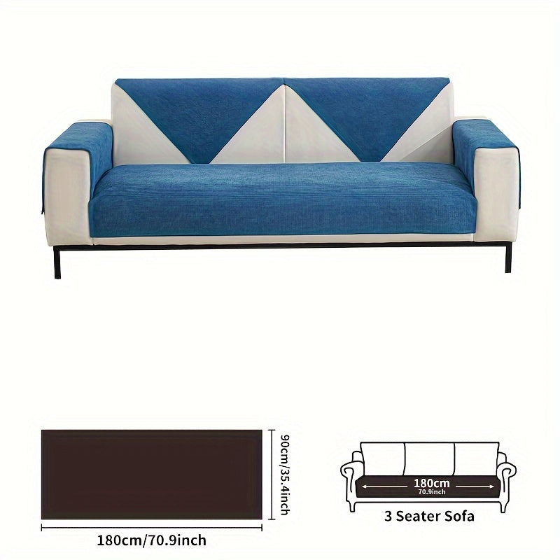 Chenille sofa cover, spill-resistant, pet-friendly, non-slip, machine washable protector for various sofa sizes, home & office decor.