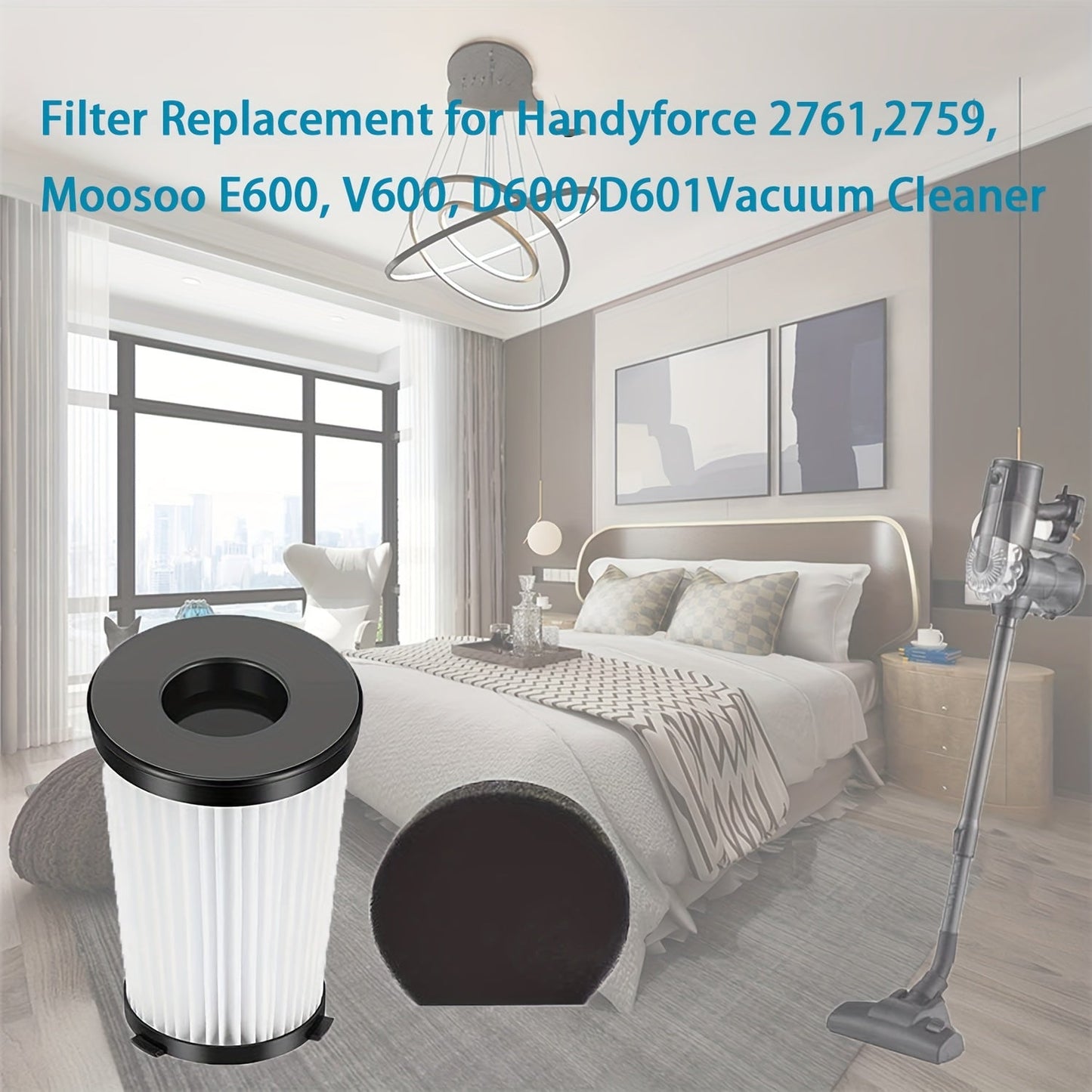 Enhance the efficiency and performance of your Handyforce 2761, 2759, Moosoo E600, V600 D600/D601 Vacuum Cleaner with the 4Pacs Filter Replacement. Experience improved airflow and optimal cleaning results.