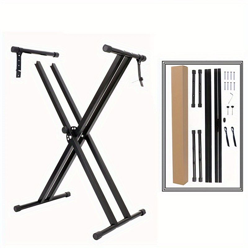 Portable X-shaped stand for electronic pianos and Guzheng, detachable design for easy transportation to events. Ideal for parties, concerts, gatherings, and orchestras.