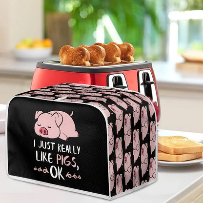 The Classic Pig Print Toaster Cover features 1 piece with 2 wide slots. It is dustproof, anti-fingerprint, and anti-oil, designed to protect your kitchen appliances. This machine washable cover is a high-quality gift for women, safeguarding your small