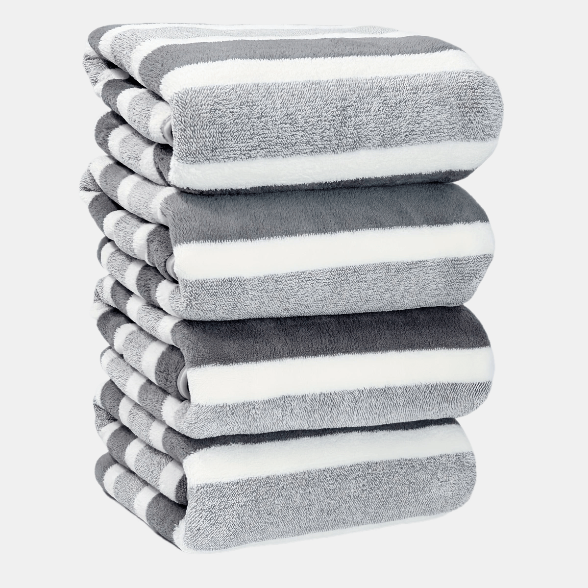 Set of 4 space-themed microfiber bath towels, highly absorbent, durable and made of 80% polyester and 20% nylon. Each towel measures 69.85cm x 139.7cm, perfect for a year's use. Includes wash cloths.