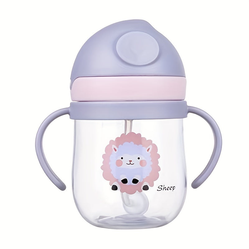 250ml Cartoon Print Kids Drinking Mug with Straw, Durable Leak-Proof Plastic, BPA-Free, Easy to Carry and Clean