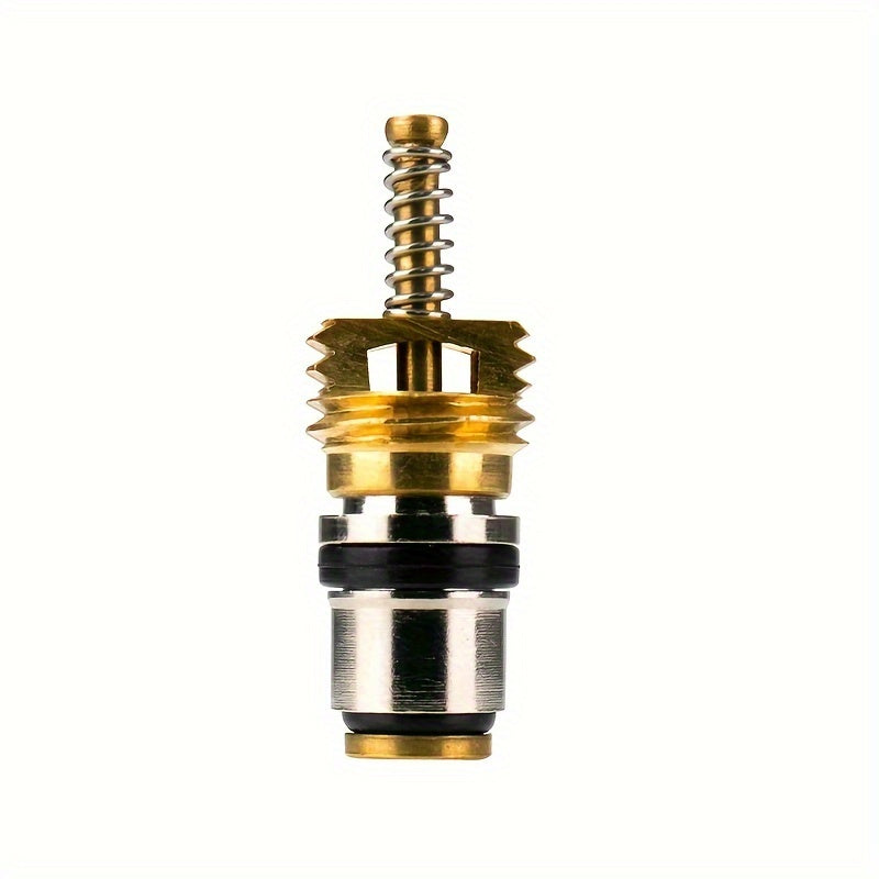 High-quality copper air conditioning refrigerant valve core from Fukang, in a golden finish, compatible with all leading brands.