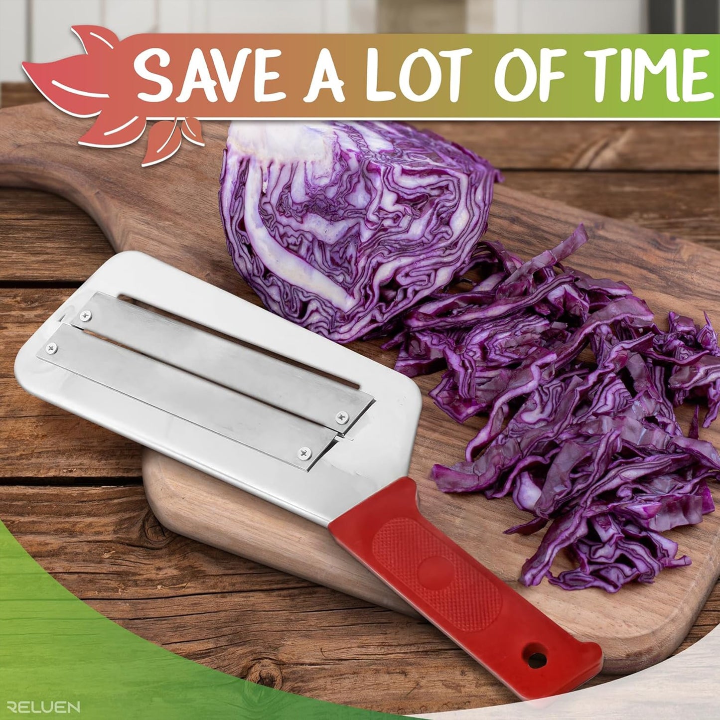 Manual cabbage slicer made of stainless steel - versatile cutter for vegetables and fruits, perfect for use in kitchens and restaurants, specifically designed for shredding cabbage.