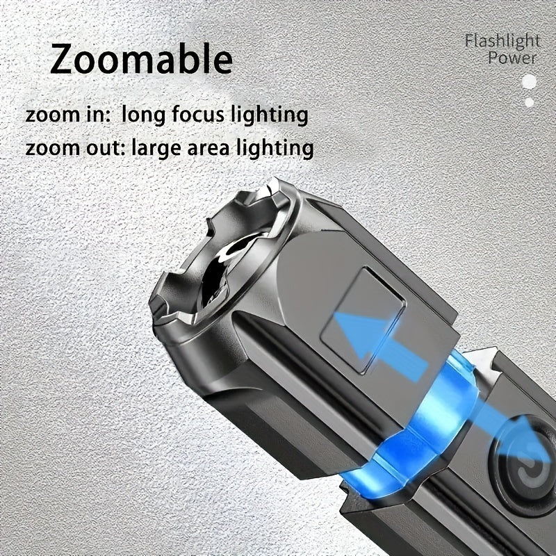 Portable telescopic flashlight with powerful zoom capabilities for outdoor and home use.