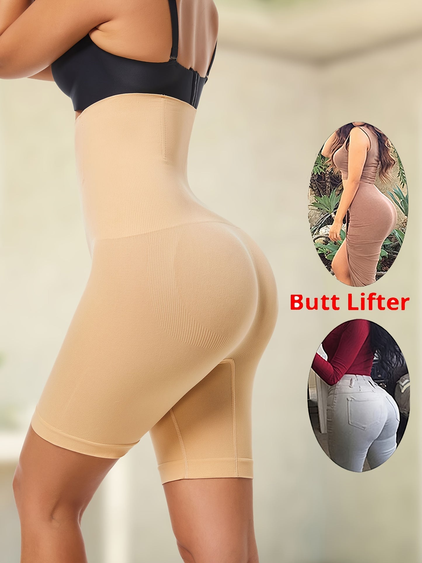 Seamless high-waist shaper shorts with tummy control and butt lift for comfortable casual wear.