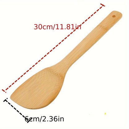 Bamboo wood spatula for non-stick cooking, perfect for Halloween and Christmas.