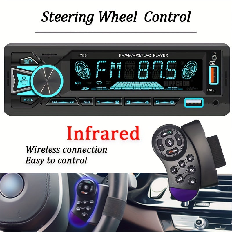 1pc Car Radio Stereo 1din MP3 Player with 60Wx4 FM Receiver, Remote Control, AUX/USB/TF Card Input Kit