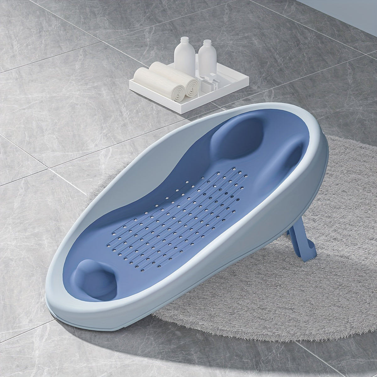 Get the ideal Christmas present with this Foldable Bath Seat featuring a Shower Net, Non-Slip PP Material, and Leaning Back Design - perfect for Kids Bathtub Support. Easy to clean and store away after use!