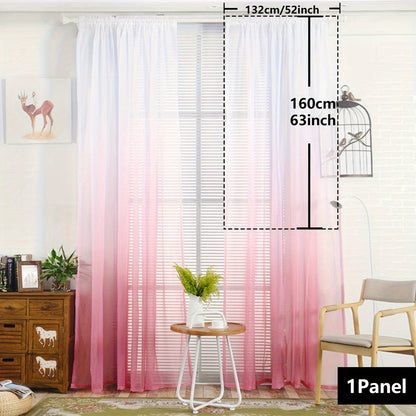 Elegant home decor - 1pc of gradient sheer curtains featuring top & bottom two-tone design in wear rod style.