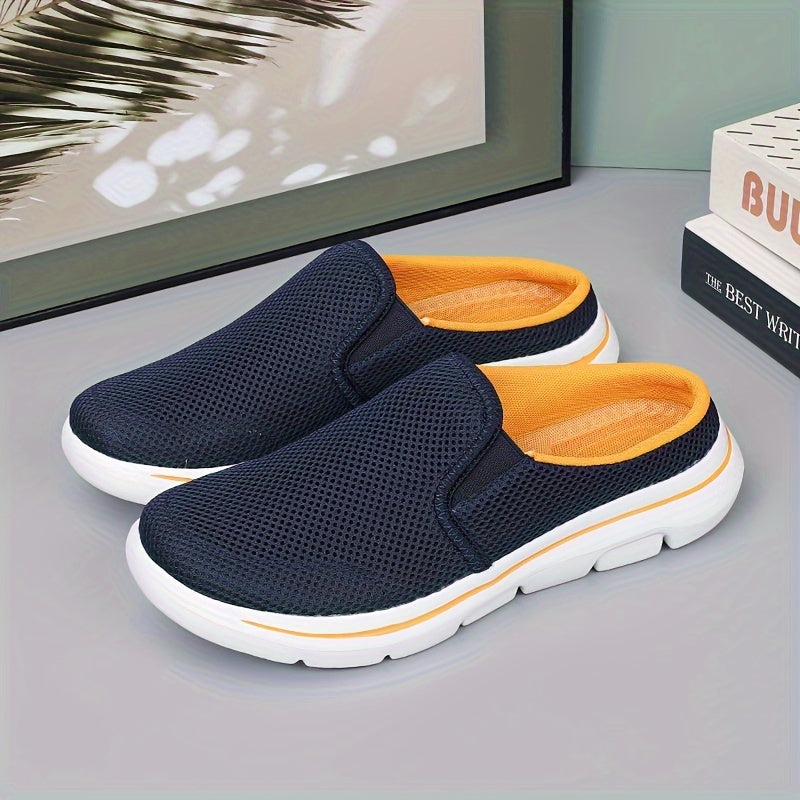 Breathable hollow out mules for plus size men, with soft durable sole for summer comfort.